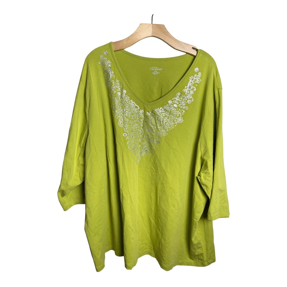 Catherine’s Liz & Me Green 4XL Detailed Blouse Top